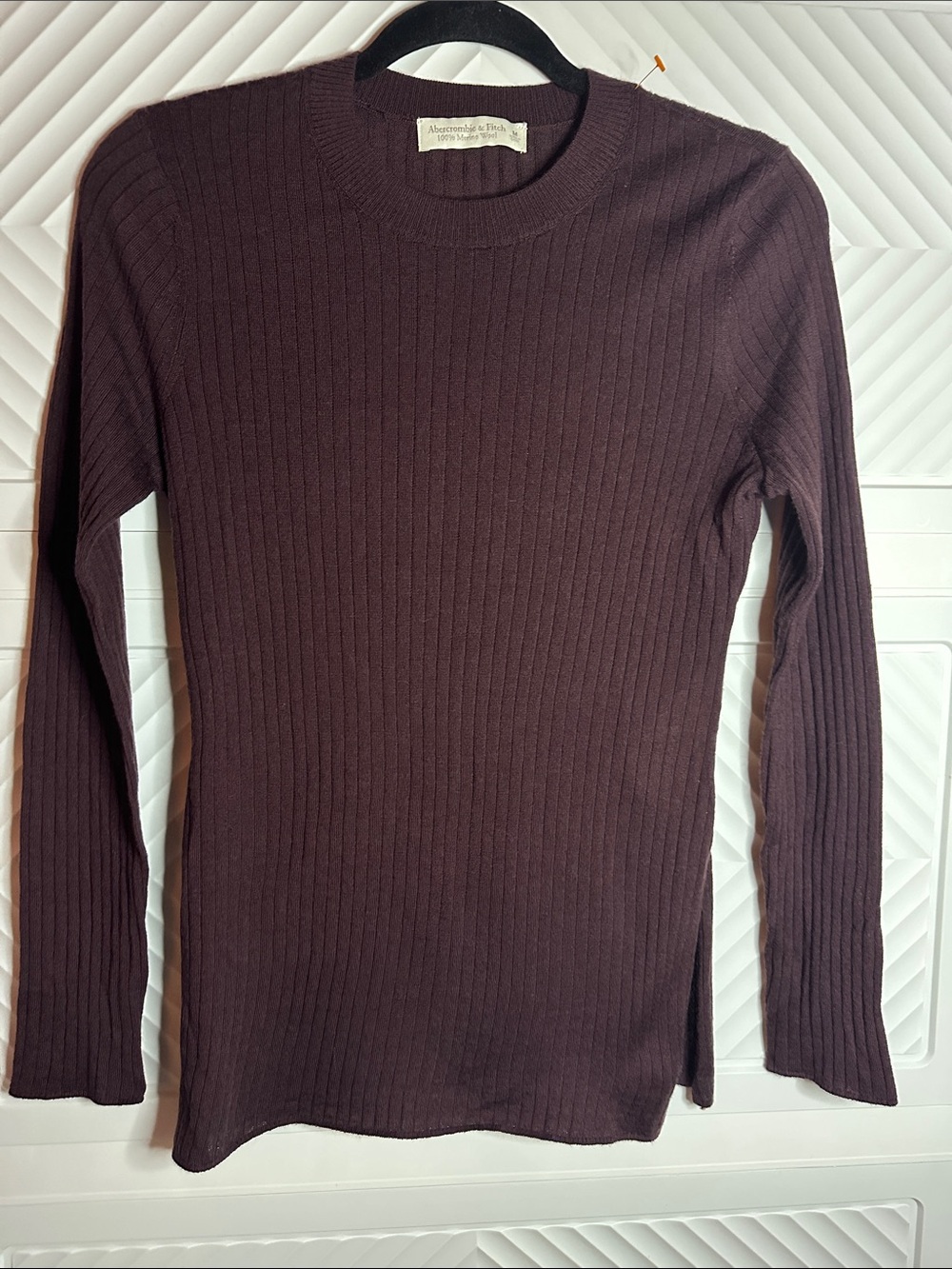 Abercrombie & Fitch Women's Ribbed Crewneck Wool Sweater - Dark Purple